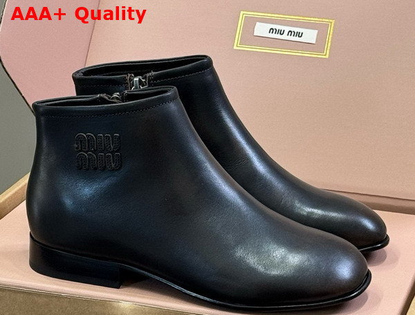 Miu Miu Fume Leather Booties in Dark Brown 5T519E Replica