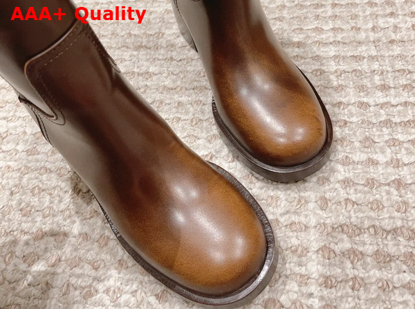 Miu Miu Fume Leather Booties in Sienna Replica
