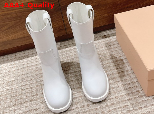 Miu Miu Fume Leather Booties in White Replica