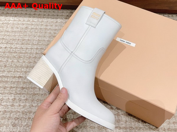 Miu Miu Fume Leather Booties in White Replica