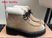 Miu Miu Fume Suede Booties in Ecru 5T965D Replica