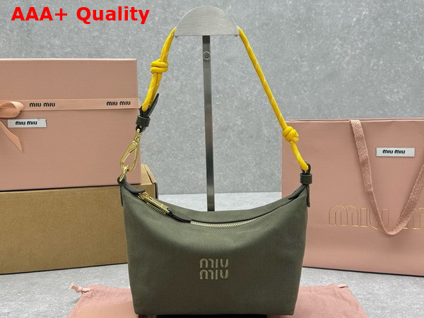 Miu Miu Gabardine Pouch in Olive Green and Yellow 5NE841 Replica