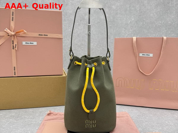 Miu Miu Gabardine Pouch in Olive Green and Yellow 5NR038 Replica