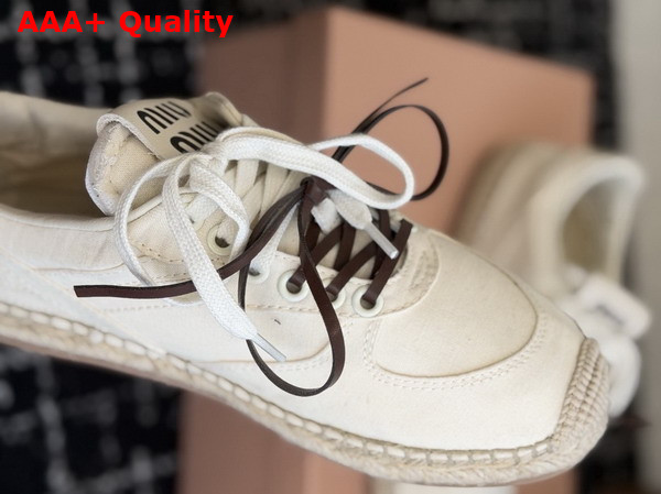 Miu Miu Gymnasium Canvas Sneakers in Ecru 5E668E Replica