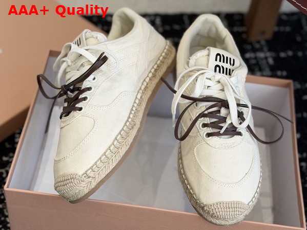 Miu Miu Gymnasium Canvas Sneakers in Ecru 5E668E Replica