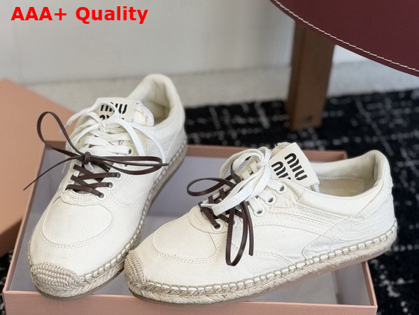 Miu Miu Gymnasium Canvas Sneakers in Ecru 5E668E Replica