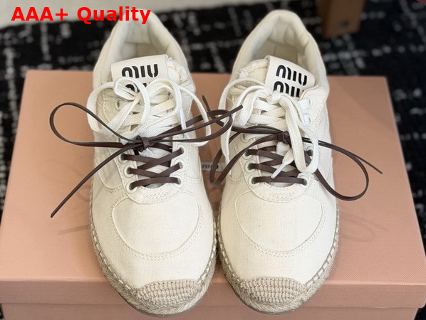 Miu Miu Gymnasium Canvas Sneakers in Ecru 5E668E Replica