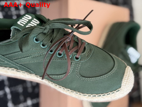 Miu Miu Gymnasium Gabardine Sneakers in Bottle Green 5E668E Replica