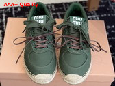 Miu Miu Gymnasium Gabardine Sneakers in Bottle Green 5E668E Replica