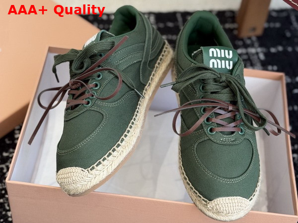 Miu Miu Gymnasium Gabardine Sneakers in Bottle Green 5E668E Replica