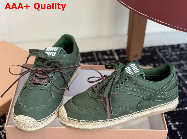 Miu Miu Gymnasium Gabardine Sneakers in Bottle Green 5E668E Replica