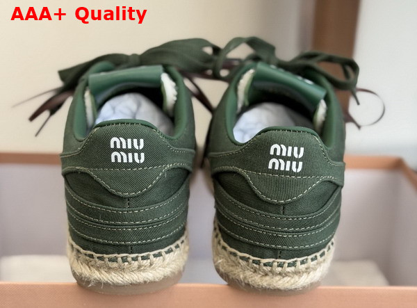 Miu Miu Gymnasium Gabardine Sneakers in Bottle Green 5E668E Replica