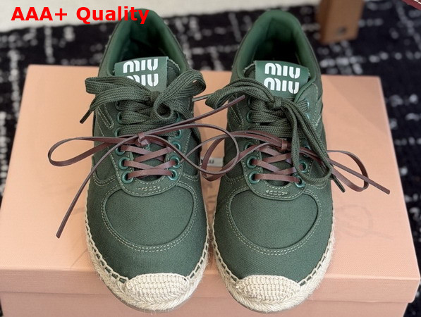 Miu Miu Gymnasium Gabardine Sneakers in Bottle Green 5E668E Replica