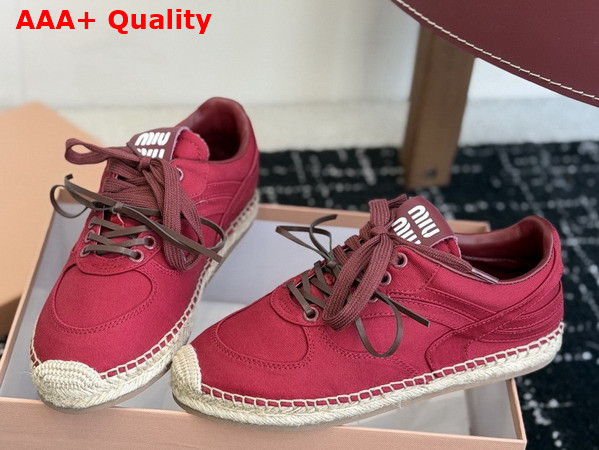 Miu Miu Gymnasium Gabardine Sneakers in Red 5E668E Replica