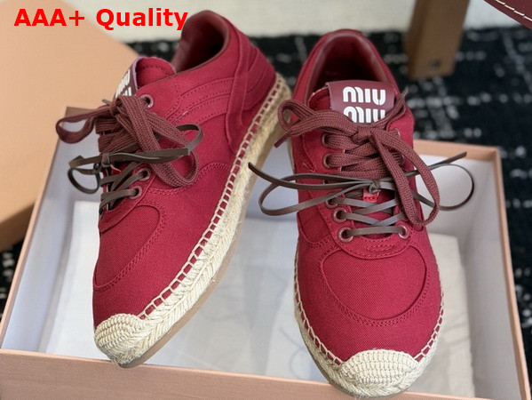 Miu Miu Gymnasium Gabardine Sneakers in Red 5E668E Replica