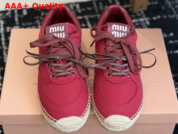 Miu Miu Gymnasium Gabardine Sneakers in Red 5E668E Replica