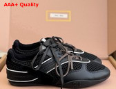 Miu Miu Gymnasium Leather and Mesh Sneakers in Black 5E428E Replica