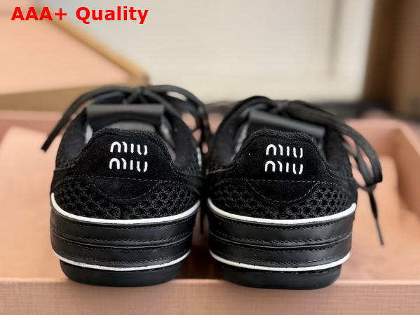 Miu Miu Gymnasium Leather and Mesh Sneakers in Black 5E428E Replica