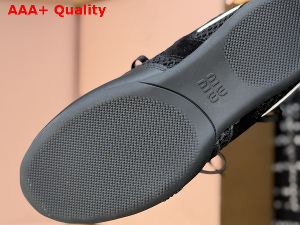 Miu Miu Gymnasium Leather and Mesh Sneakers in Black 5E428E Replica