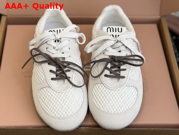 Miu Miu Gymnasium Mesh and Suede Sneakers in White 5E428E Replica