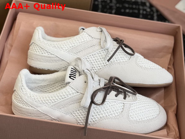 Miu Miu Gymnasium Mesh and Suede Sneakers in White 5E428E Replica