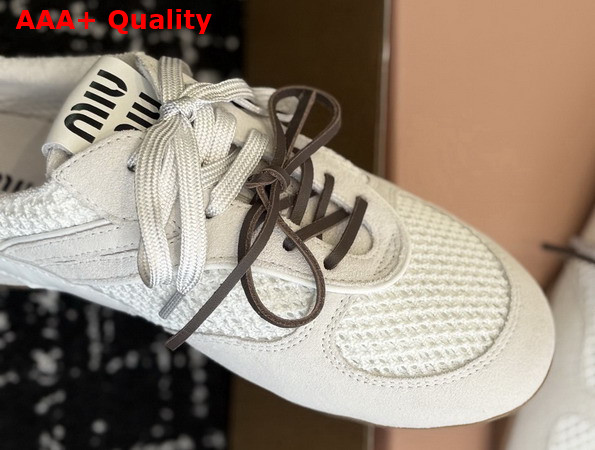 Miu Miu Gymnasium Mesh and Suede Sneakers in White 5E428E Replica