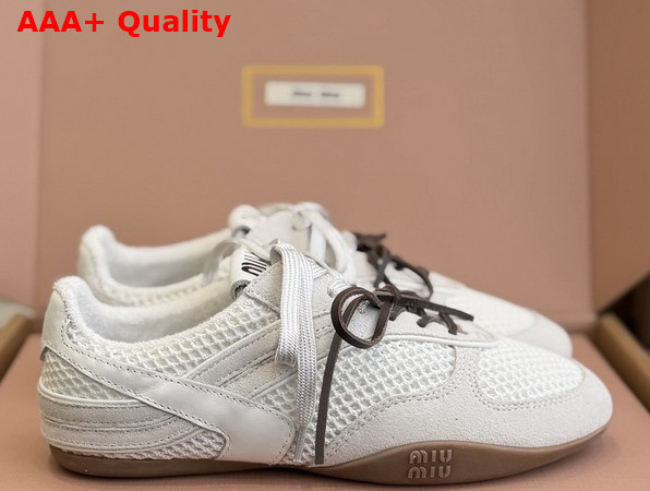 Miu Miu Gymnasium Mesh and Suede Sneakers in White 5E428E Replica