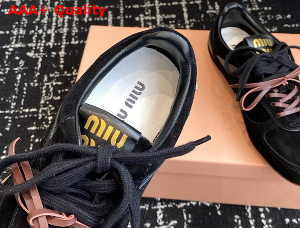 Miu Miu Gymnasium Suede Sneakers in Black 5E428E Replica