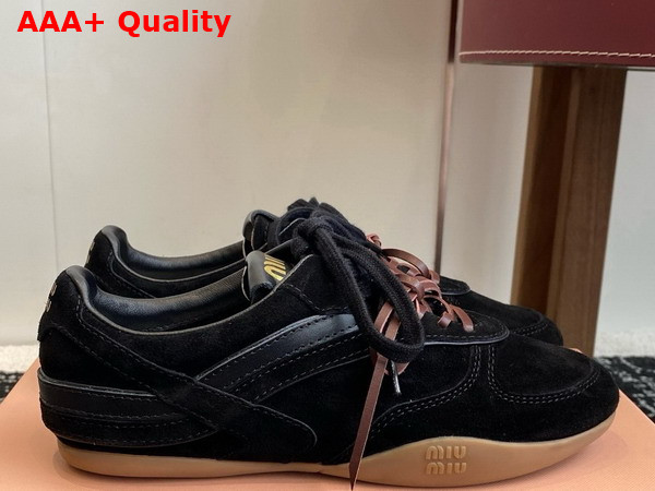 Miu Miu Gymnasium Suede Sneakers in Black 5E428E Replica