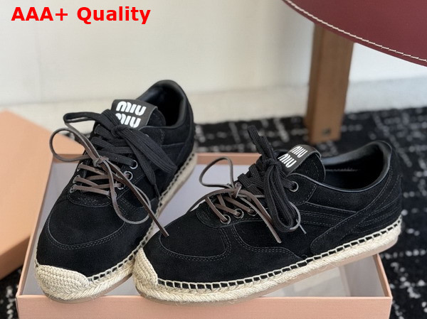 Miu Miu Gymnasium Suede Sneakers in Black 5E668E Replica