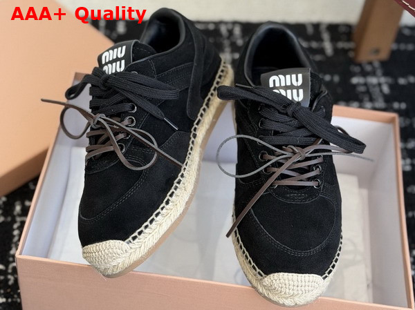 Miu Miu Gymnasium Suede Sneakers in Black 5E668E Replica