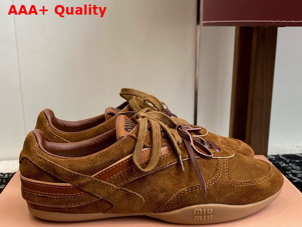 Miu Miu Gymnasium Suede Sneakers in Cinnamon 5E428E Replica