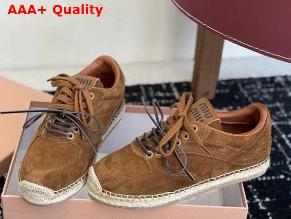 Miu Miu Gymnasium Suede Sneakers in Cinnamon 5E668E Replica