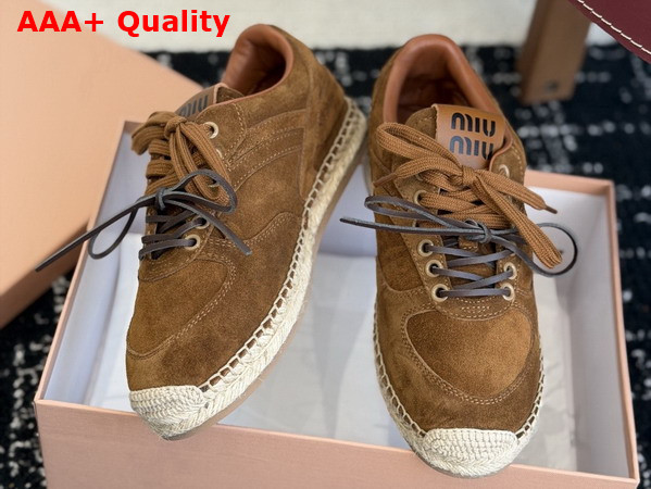 Miu Miu Gymnasium Suede Sneakers in Cinnamon 5E668E Replica