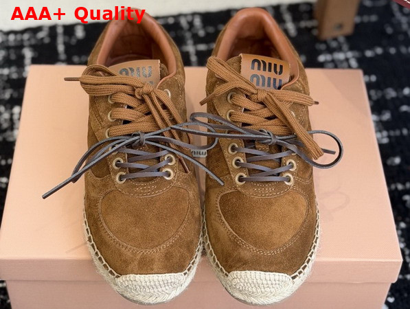 Miu Miu Gymnasium Suede Sneakers in Cinnamon 5E668E Replica