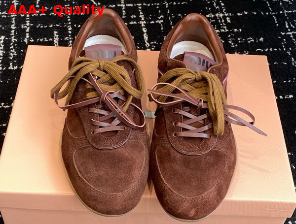 Miu Miu Gymnasium Suede Sneakers in Cocoa Brown 5E428E Replica