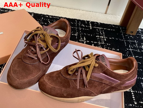 Miu Miu Gymnasium Suede Sneakers in Cocoa Brown 5E428E Replica