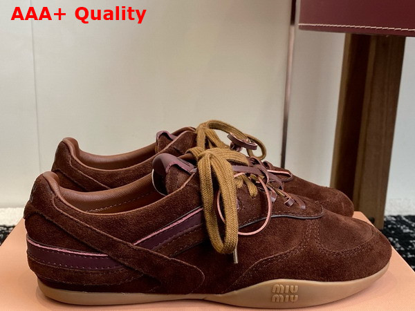 Miu Miu Gymnasium Suede Sneakers in Cocoa Brown 5E428E Replica