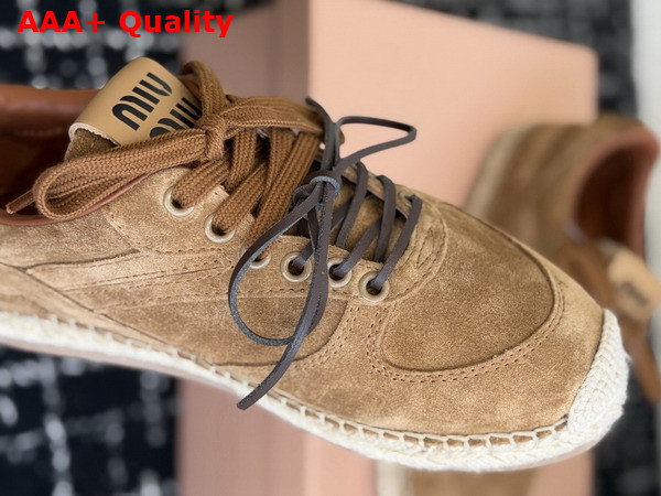 Miu Miu Gymnasium Suede Sneakers in Oak 5E668E Replica