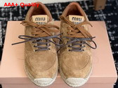 Miu Miu Gymnasium Suede Sneakers in Oak 5E668E Replica