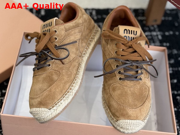 Miu Miu Gymnasium Suede Sneakers in Oak 5E668E Replica