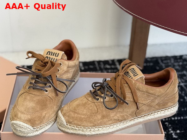 Miu Miu Gymnasium Suede Sneakers in Oak 5E668E Replica