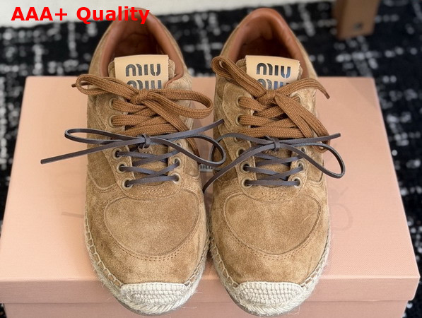 Miu Miu Gymnasium Suede Sneakers in Oak 5E668E Replica