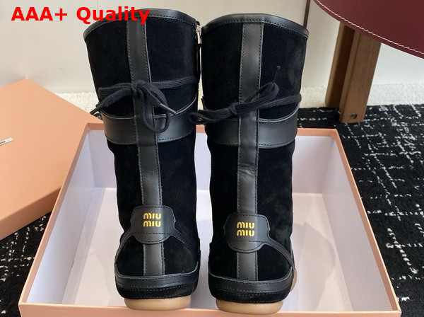 Miu Miu Gymnasium Suede and Leather Boxeur Boots in Black 5W429E Replica