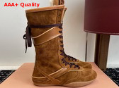 Miu Miu Gymnasium Suede and Leather Boxeur Boots in Cocoa Brown 5W429E Replica