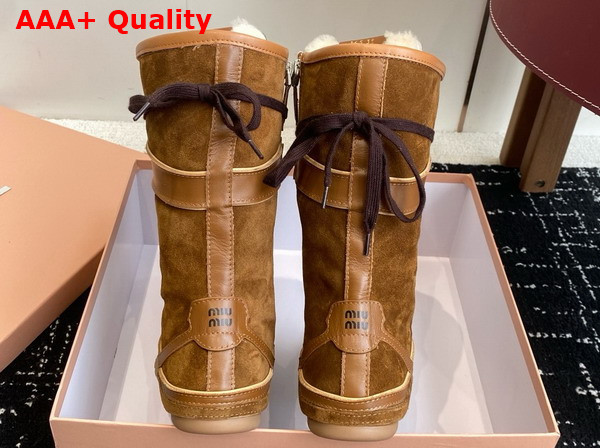 Miu Miu Gymnasium Suede and Leather Boxeur Boots in Cocoa Brown 5W429E Replica