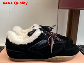 Miu Miu Gymnasium Suede and Shearling Sneakers in Black 5E428E Replica