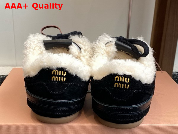 Miu Miu Gymnasium Suede and Shearling Sneakers in Black 5E428E Replica