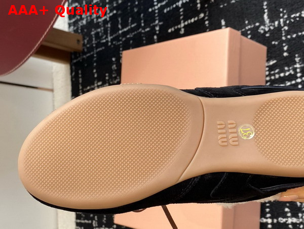 Miu Miu Gymnasium Suede and Shearling Sneakers in Black 5E428E Replica