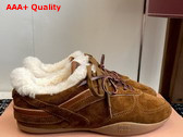 Miu Miu Gymnasium Suede and Shearling Sneakers in Cinnamon 5E428E Replica